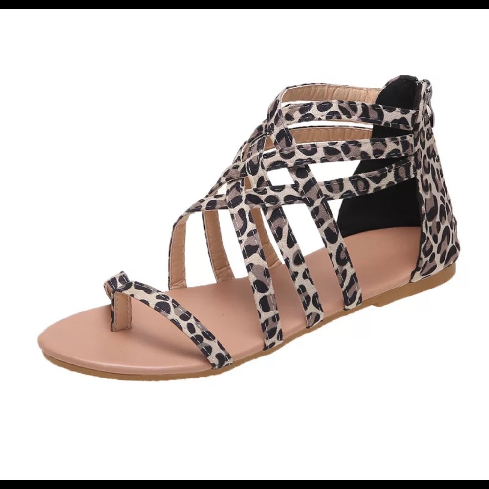 Beige Cheetah Gladiator Sandal